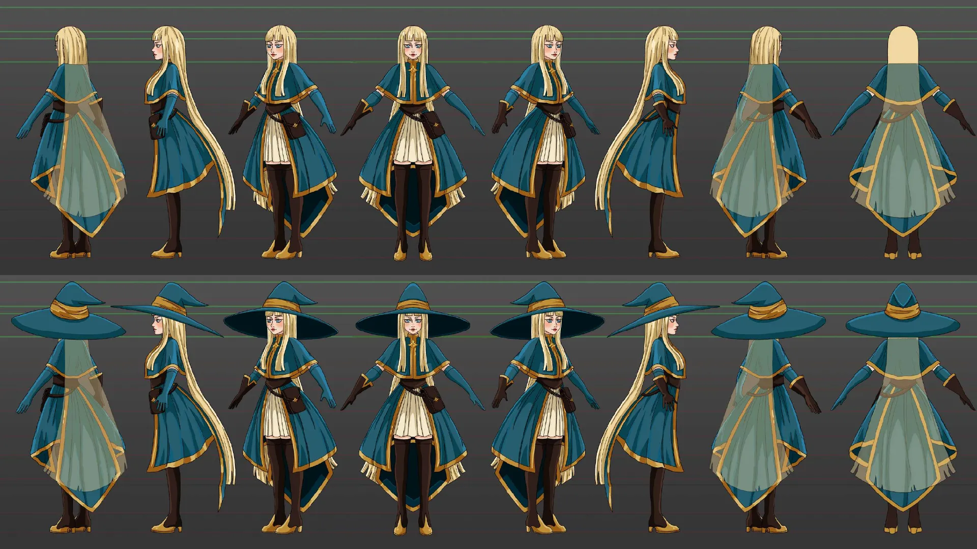 Star Mage — full rotation model sheet